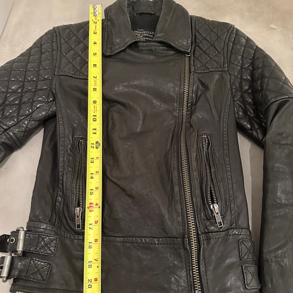 All Saints Black Leather Walker Jacket - Picture 7 of 9